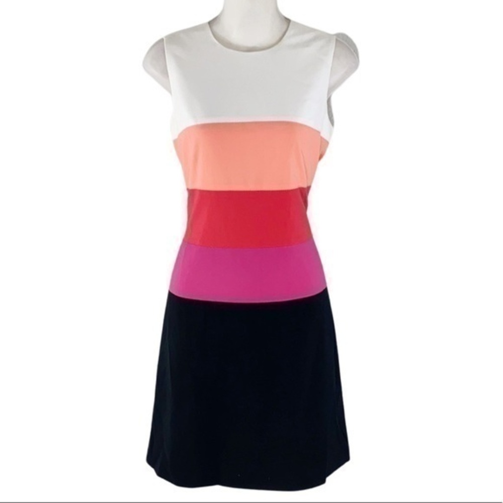 Calvin Klein white pink black color block dress